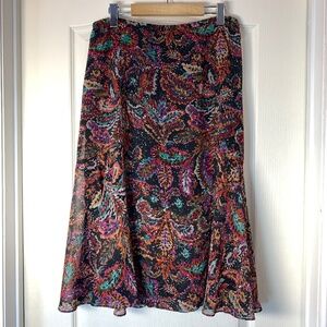 Coldwater Creek Jupe fluide artistique multicolore style pinceau bohème PM 10-12